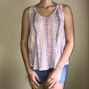 Patterned Soft Tank Top with Crochet Backing